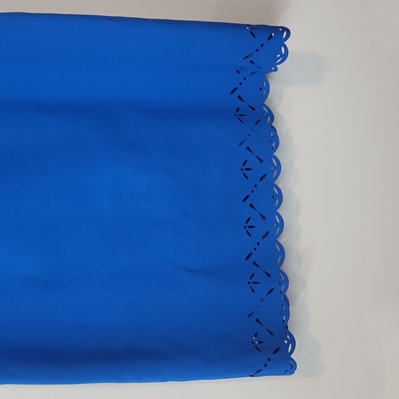 J. CREW Blue Laser Cut-Out Scallop Edge Sleeveless Midi Dress - Picture 3 of 10